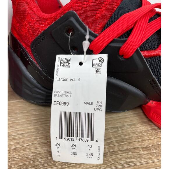 Adidas Harden Vol 4 Power Red Mens 7 NWT main image 12